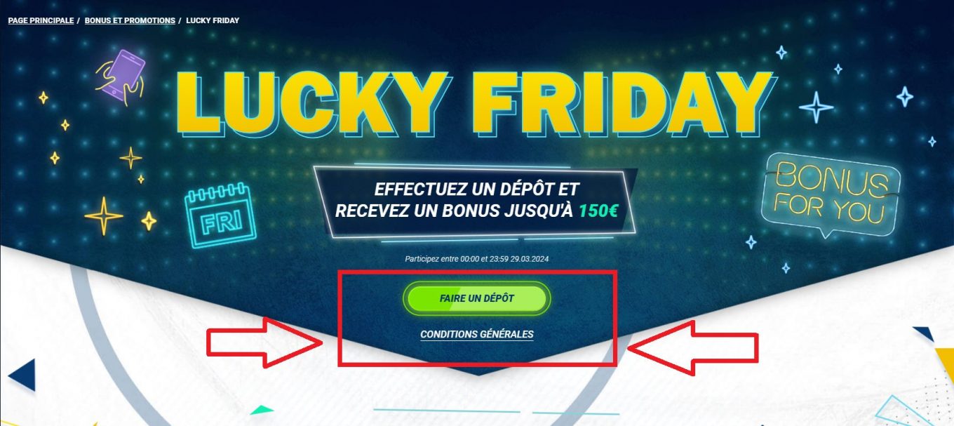 1xBet bonus Lucky Friday